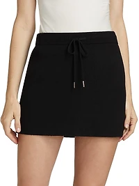 Stretch Knit Drawstring Miniskirt