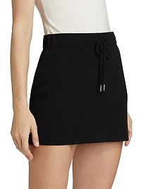 Stretch Knit Drawstring Miniskirt