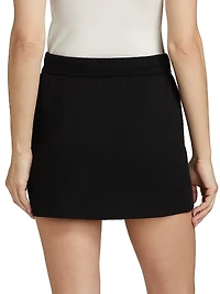 Stretch Knit Drawstring Miniskirt