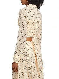 Aelish Silk Polka Dot Wrap Top