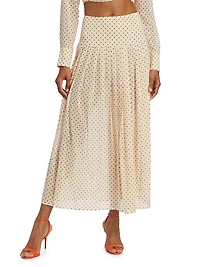 Kensington Silk Polka Dot Maxi Skirt