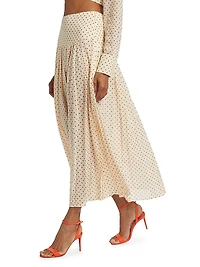 Kensington Silk Polka Dot Maxi Skirt