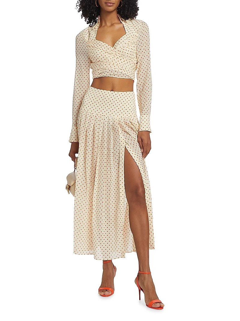 Kensington Silk Polka Dot Maxi Skirt