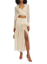 Kensington Silk Polka Dot Maxi Skirt