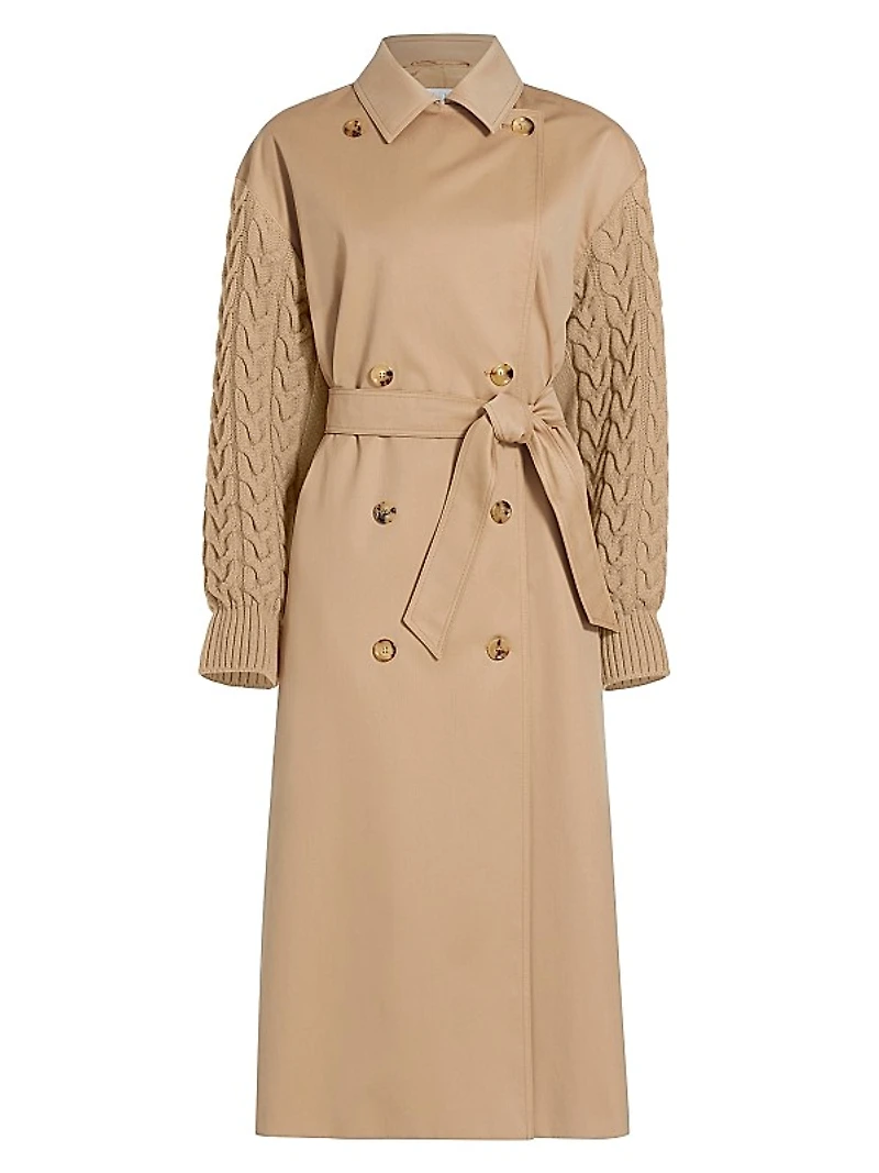Cicladi Knit-Sleeve Trench Coat