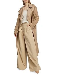Cicladi Knit-Sleeve Trench Coat