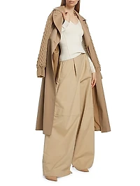 Cicladi Knit-Sleeve Trench Coat