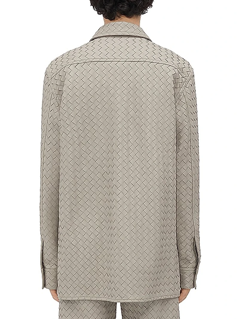 Intrecciato Leather Shirt Jacket