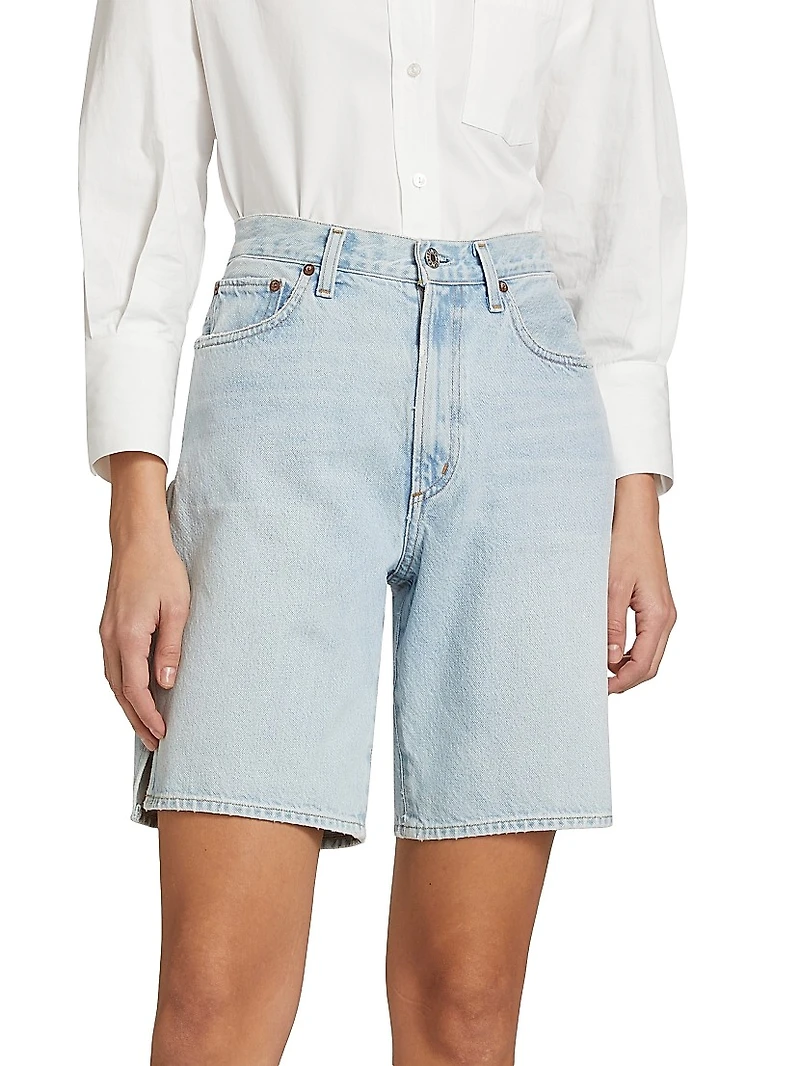 Vida Denim High-Rise Split Jean Shorts