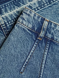 Ruffled Cargo Denim Midi-Skirt