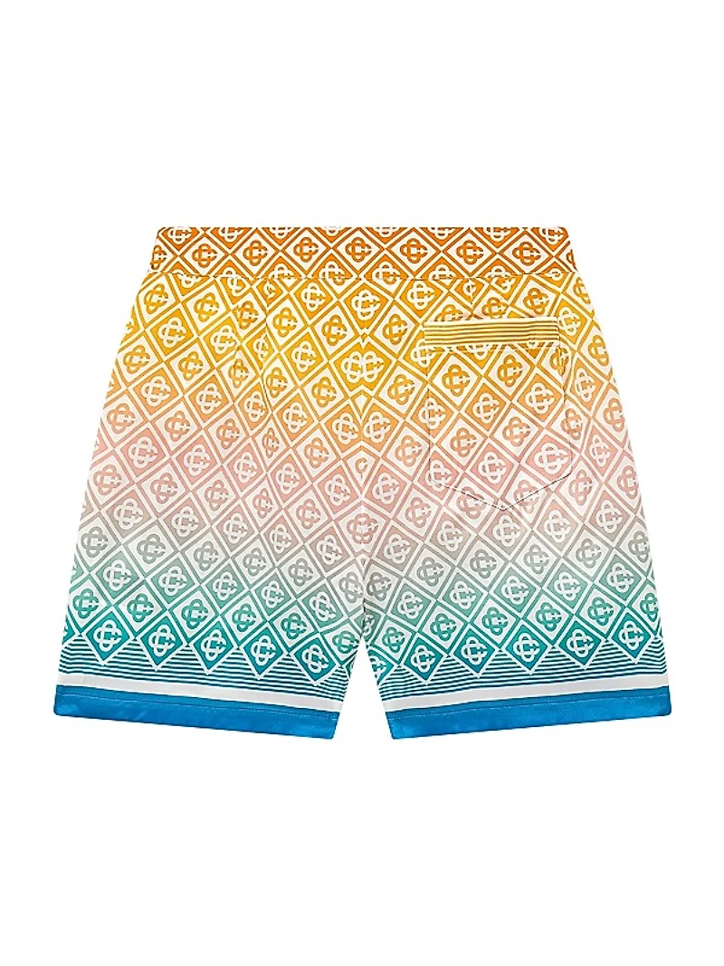 Geometric Print Silk Shorts
