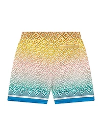 Geometric Print Silk Shorts