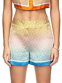 Geometric Print Silk Shorts