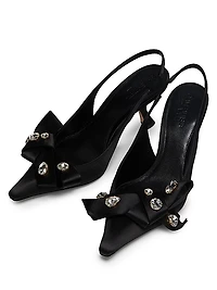 75MM Crystal-Embellished Satin Slingback Pumps