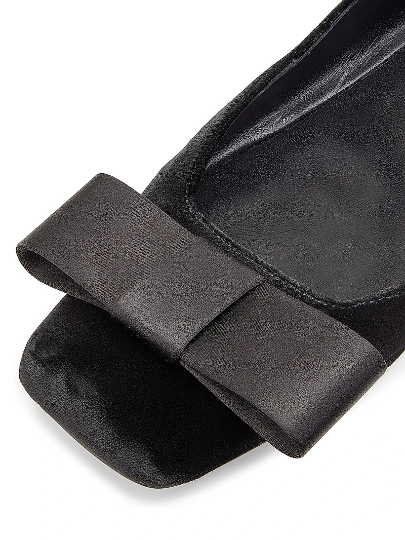 Bow-Detailed Velvet Ballerina Flats