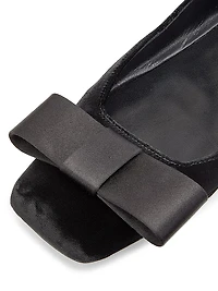 Bow-Detailed Velvet Ballerina Flats