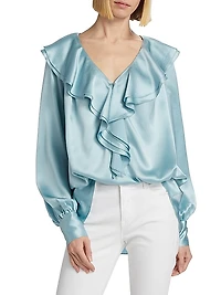 Ruffle V-Front Blouse