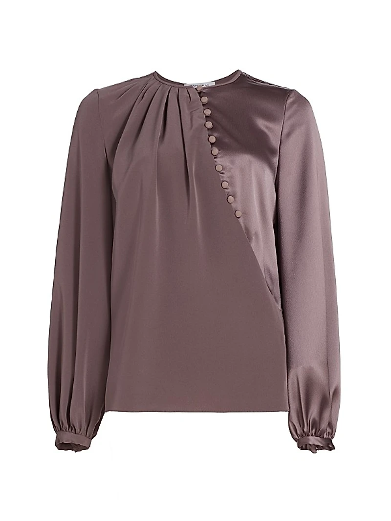 Crepe-Back-Satin Slim-Fit Blouse