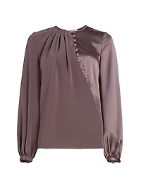 Crepe-Back-Satin Slim-Fit Blouse