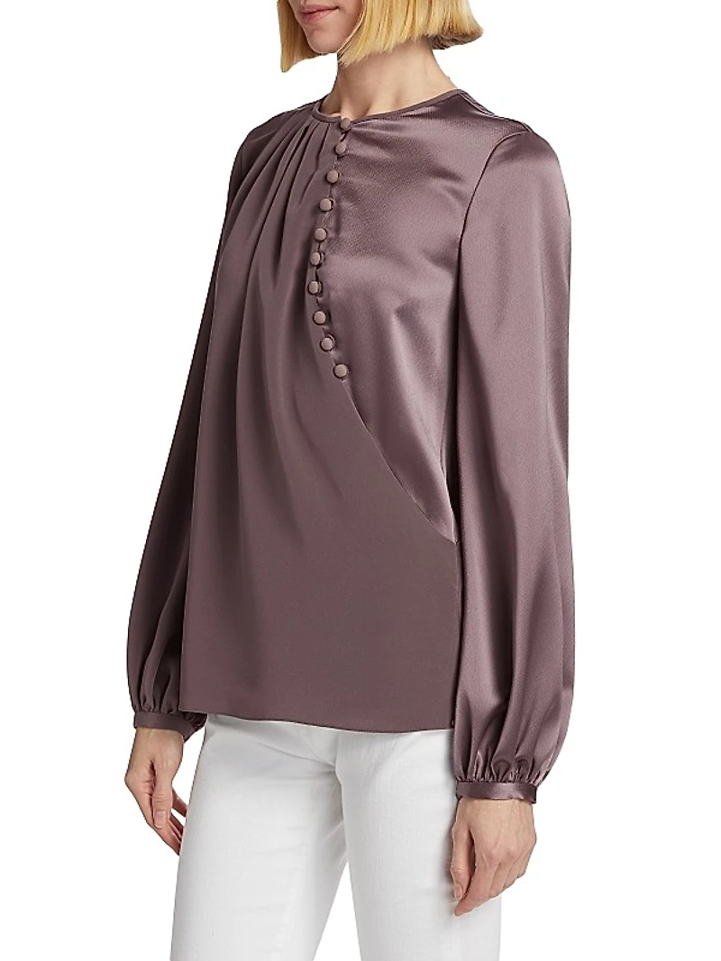 Crepe-Back-Satin Slim-Fit Blouse