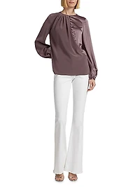 Crepe-Back-Satin Slim-Fit Blouse