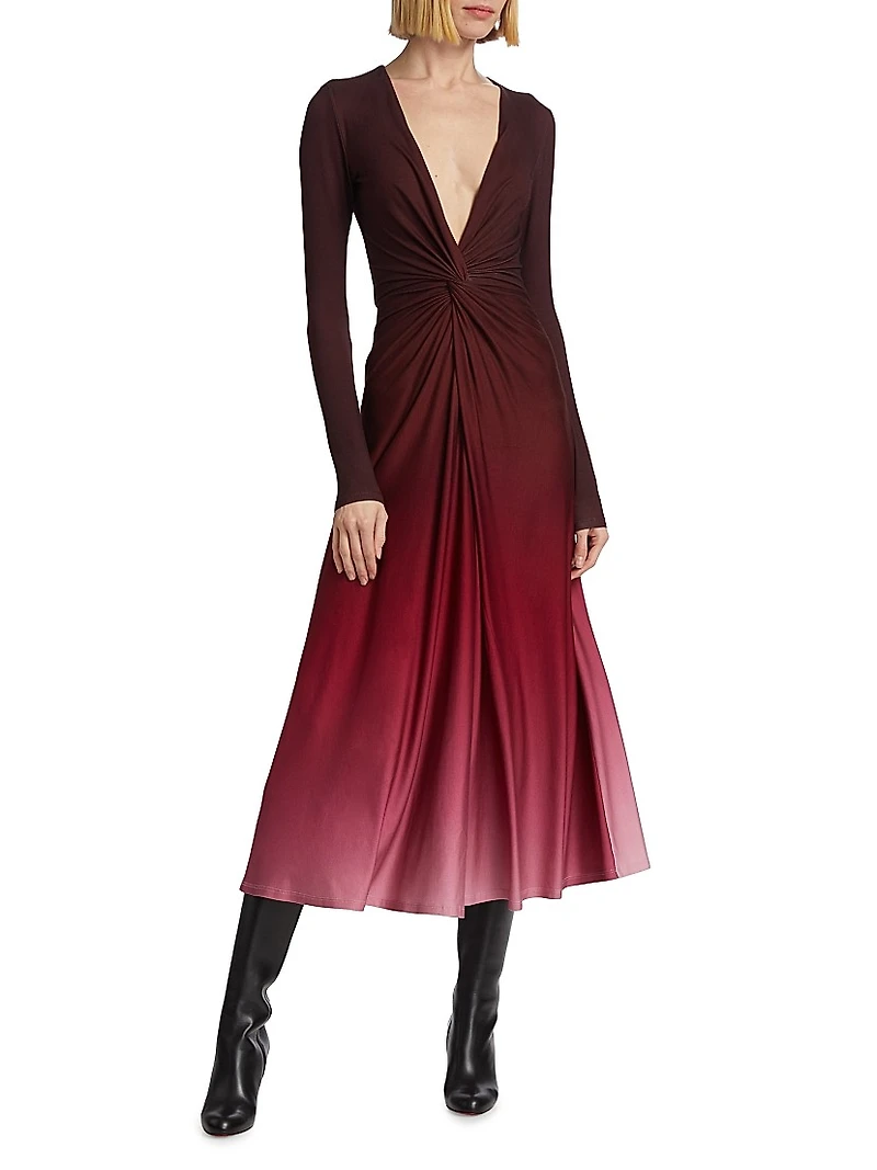 Twist-Front Midi-Dress