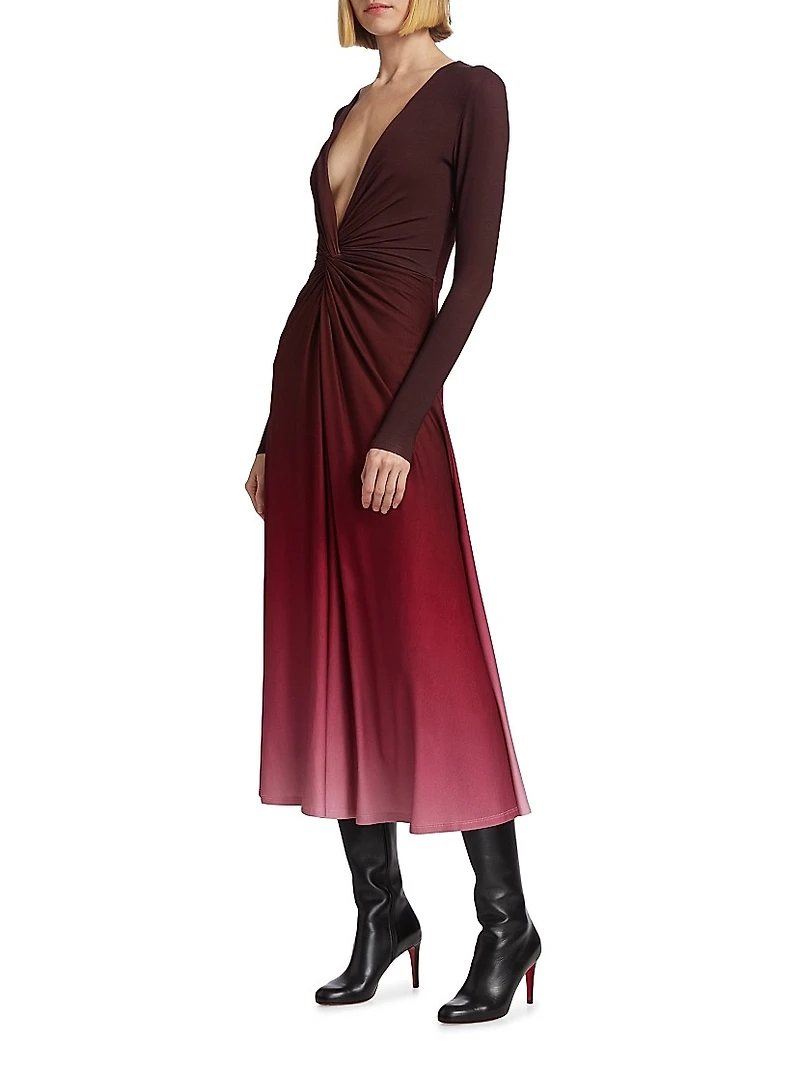 Twist-Front Midi-Dress