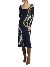Tie-Dye Scoopneck Midi-Dress