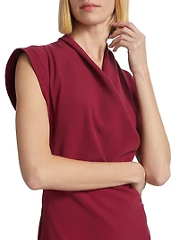 Drape-Front Ruffle-Hem Hi-Lo Dress