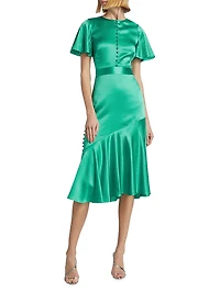 Victoria Flutter-Sleeve Cocktail Dress