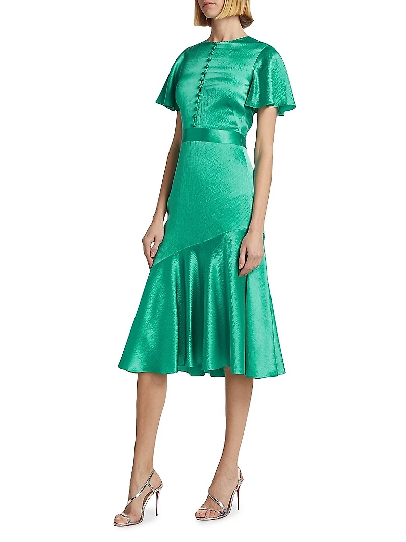 Victoria Flutter-Sleeve Cocktail Dress