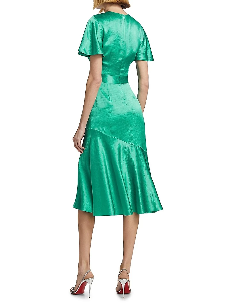 Victoria Flutter-Sleeve Cocktail Dress