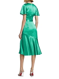 Victoria Flutter-Sleeve Cocktail Dress