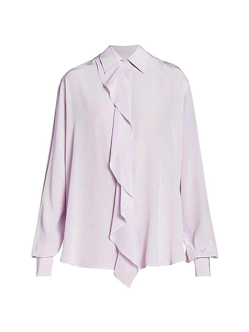 Silk Asymmetric Ruffled Blouse
