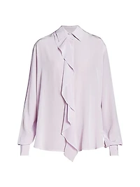Silk Asymmetric Ruffled Blouse