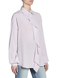 Silk Asymmetric Ruffled Blouse