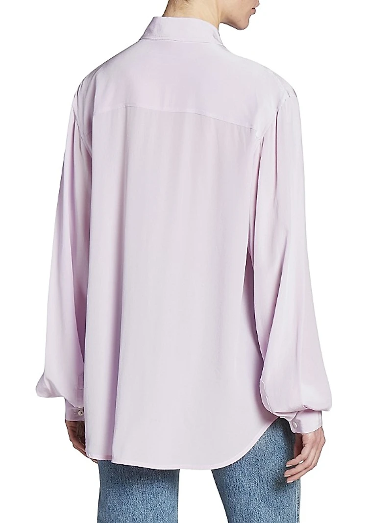Silk Asymmetric Ruffled Blouse