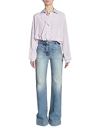 Silk Asymmetric Ruffled Blouse