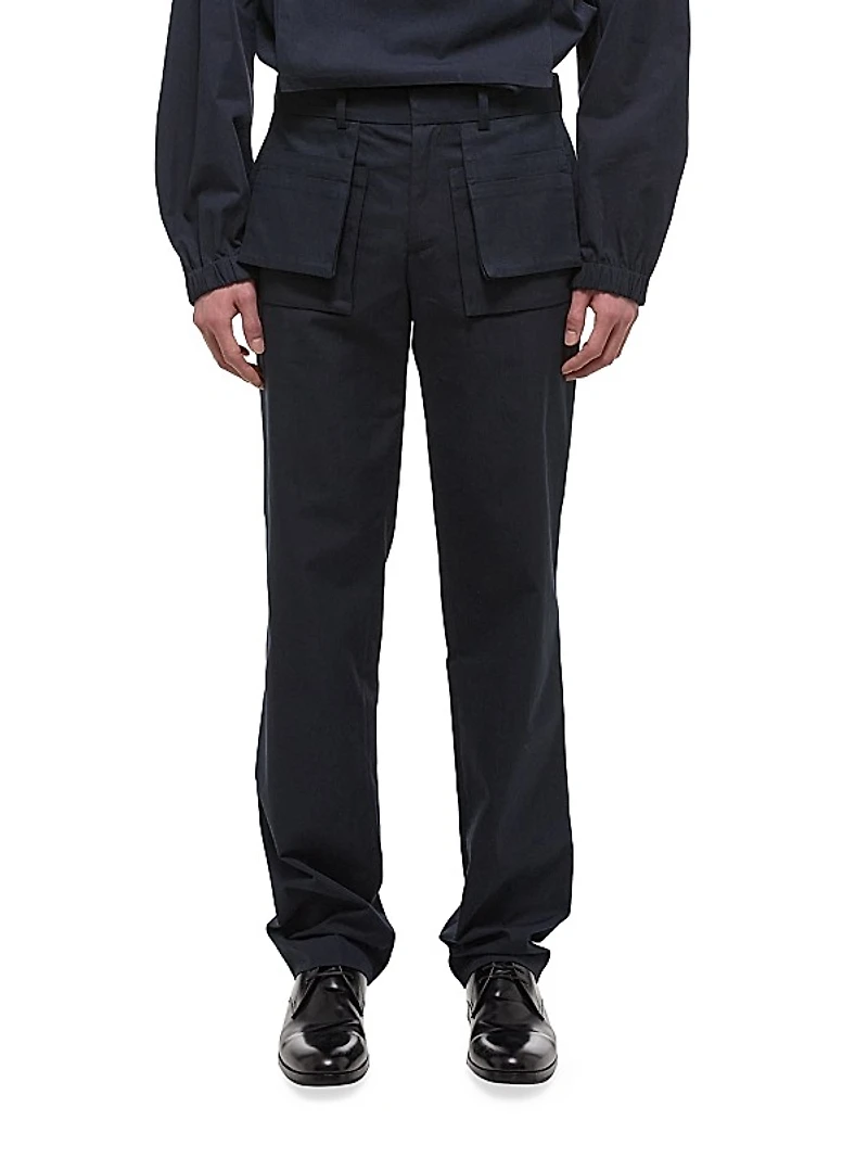Cotton-Blend Straight-Leg Cargo Pants