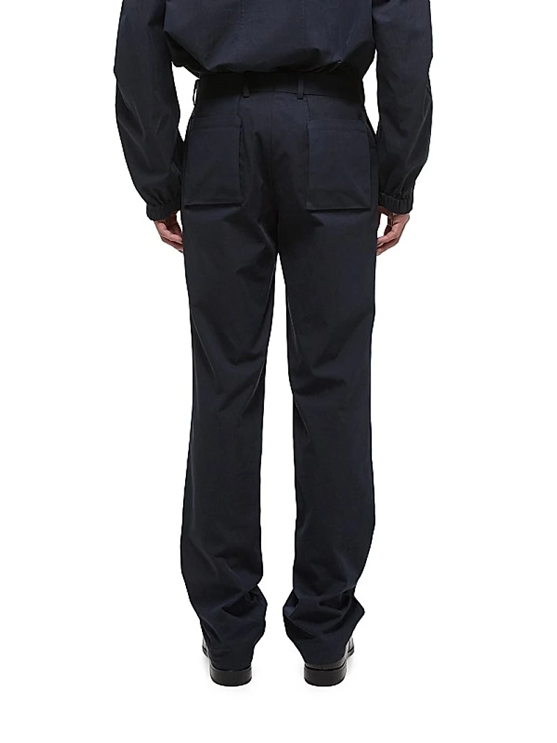 Cotton-Blend Straight-Leg Cargo Pants