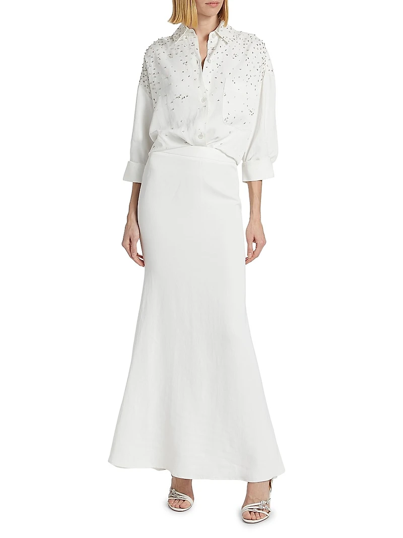At Last Linen-Blend Maxi Skirt