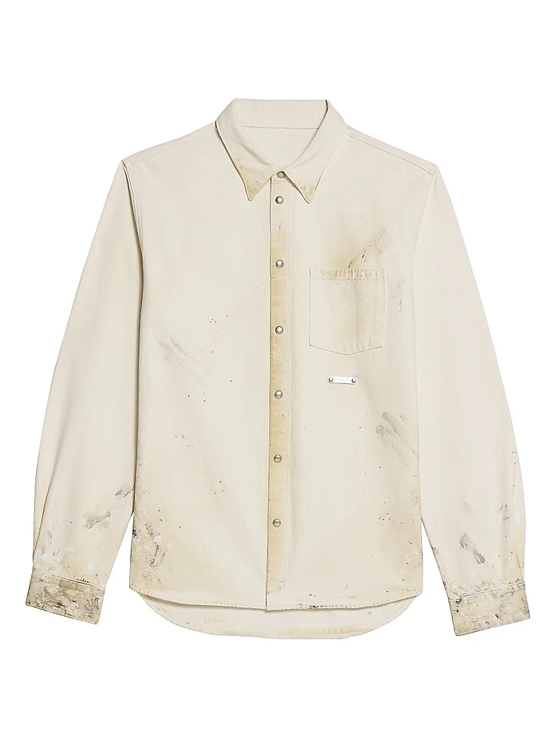 Cotton Button-Front Shirt Jacket