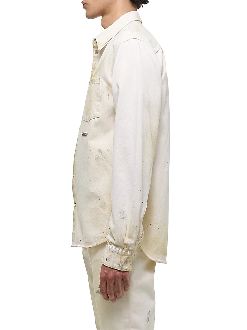 Cotton Button-Front Shirt Jacket