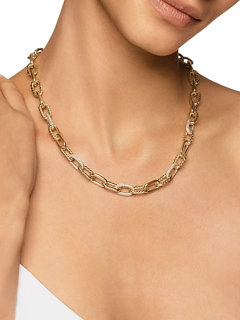 DY Madison Chain Necklace in 18K Yellow Gold with Diamonds