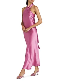Pandora Satin Halterneck Midi-Dress