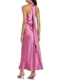 Pandora Satin Halterneck Midi-Dress