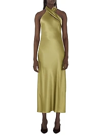 Pandora Satin Halterneck Midi-Dress