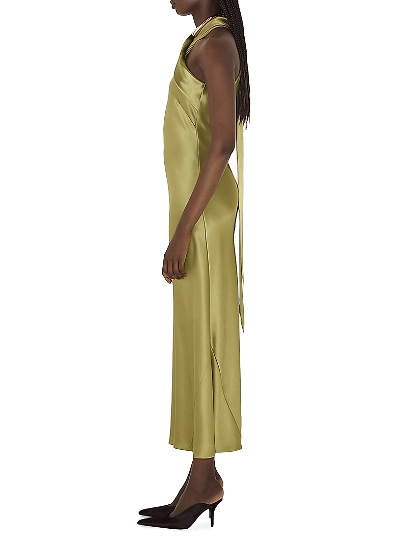 Pandora Satin Halterneck Midi-Dress