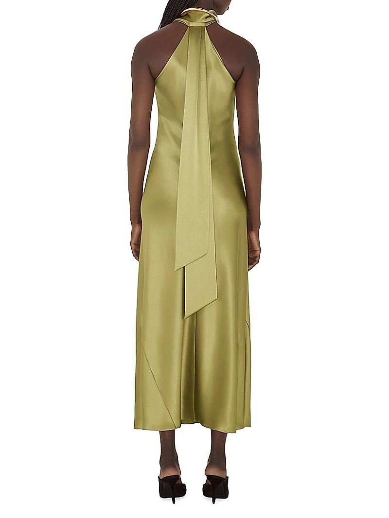 Pandora Satin Halterneck Midi-Dress