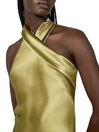 Pandora Satin Halterneck Midi-Dress